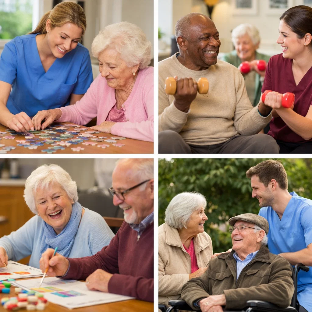 Adults enjoying social activities